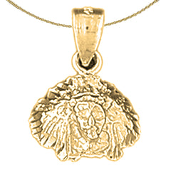 Sterling Silver Indian Head Pendants (Rhodium or Yellow Gold-plated)