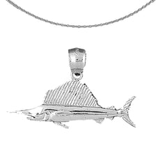 Sterling Silver Sailfish Pendant (Rhodium or Yellow Gold-plated)