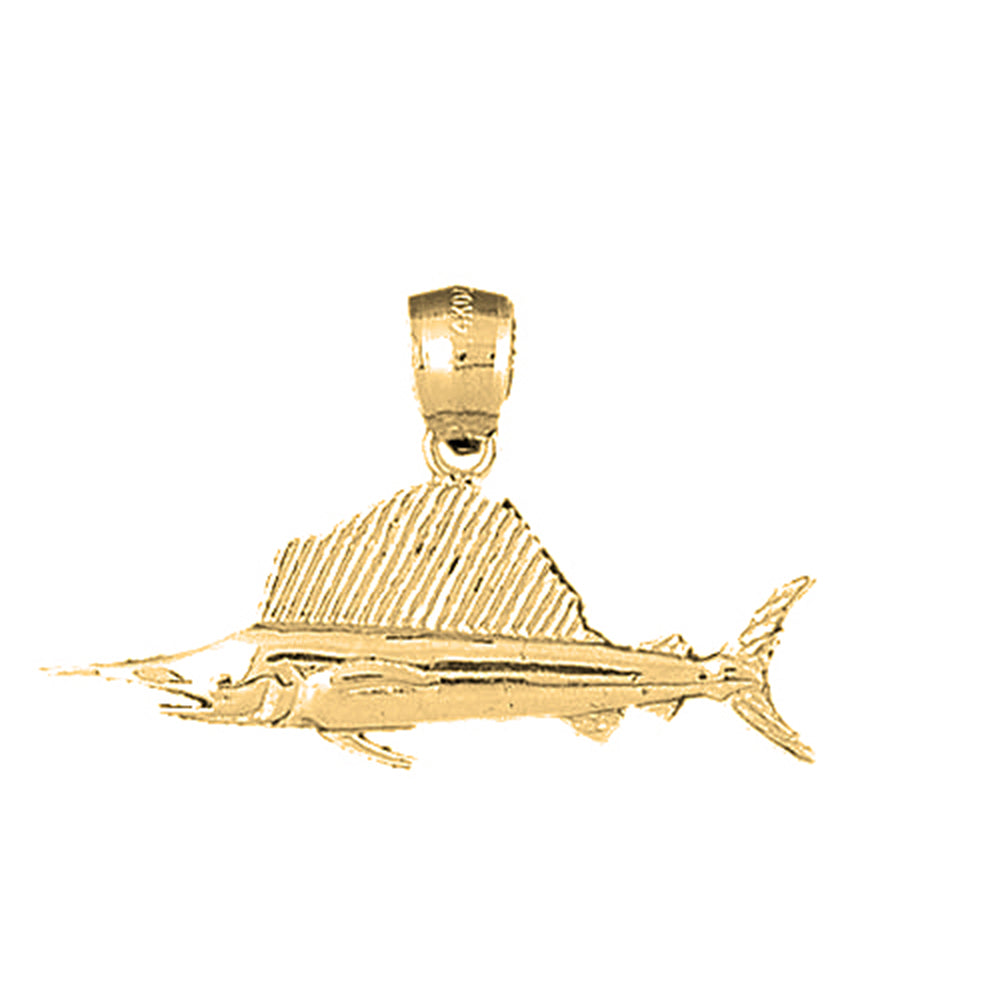 Yellow Gold-plated Silver Sailfish Pendant