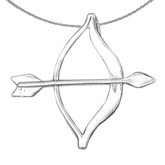Sterling Silver Bow And Arrow Pendant (Rhodium or Yellow Gold-plated)