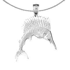 Sterling Silver Sailfish Pendant (Rhodium or Yellow Gold-plated)