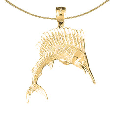 Sterling Silver Sailfish Pendant (Rhodium or Yellow Gold-plated)