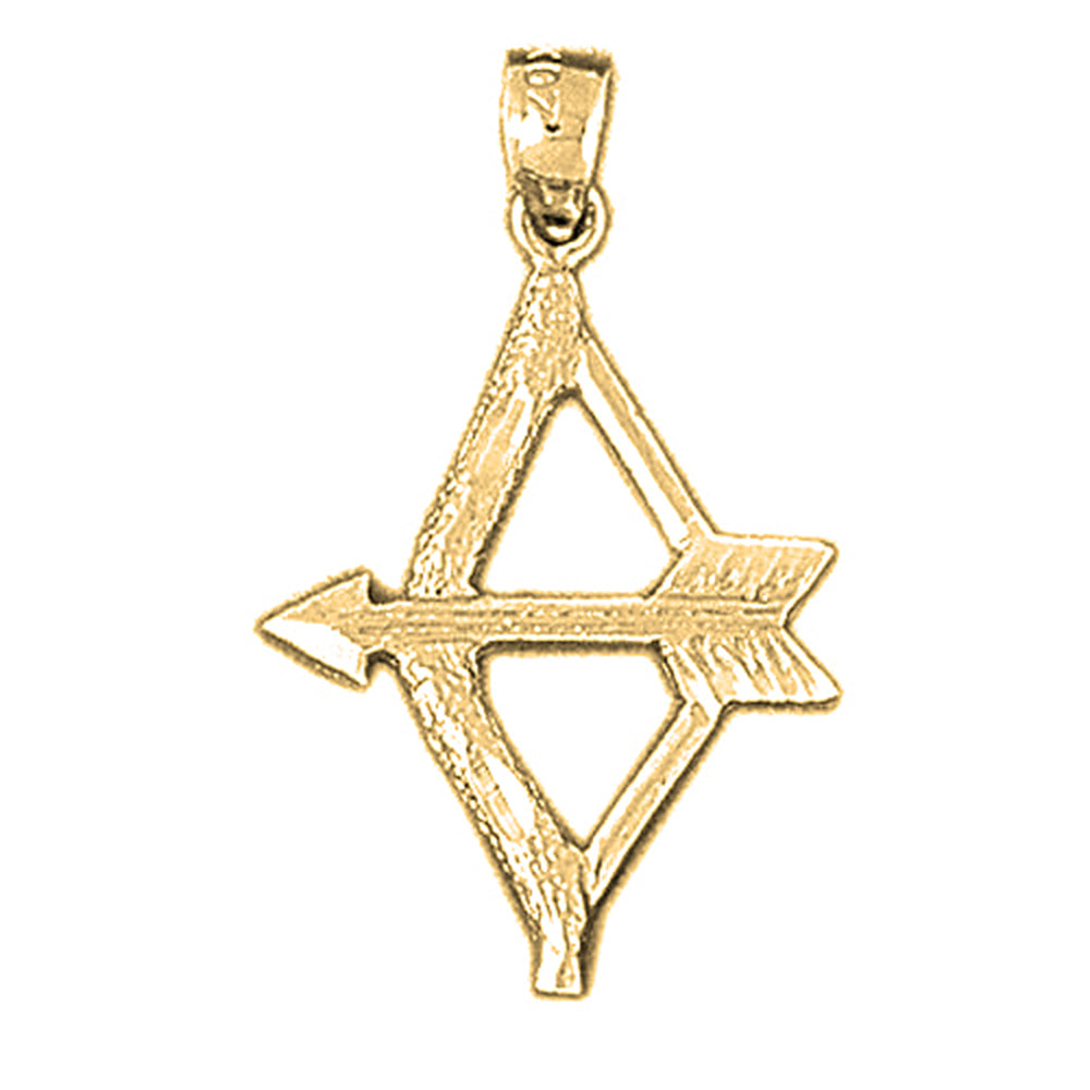 Yellow Gold-plated Silver Bow And Arrow Pendant