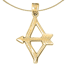 Sterling Silver Bow And Arrow Pendant (Rhodium or Yellow Gold-plated)
