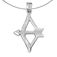Sterling Silver Bow And Arrow Pendant (Rhodium or Yellow Gold-plated)
