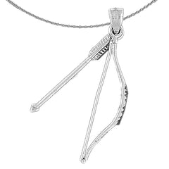 3D-Anhänger mit Pfeil und Bogen aus Sterlingsilber (rhodiniert oder gelbvergoldet)