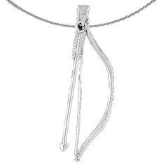 Colgante de arco y flecha en 3D de plata de ley (bañado en rodio o oro amarillo)