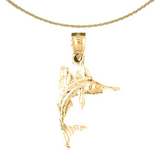 Sterling Silver Sailfish Pendant (Rhodium or Yellow Gold-plated)