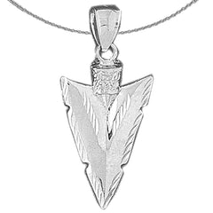 Sterling Silver Arrowhead Pendant (Rhodium or Yellow Gold-plated)