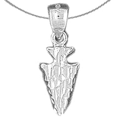 Sterling Silver Arrowhead Pendant (Rhodium or Yellow Gold-plated)