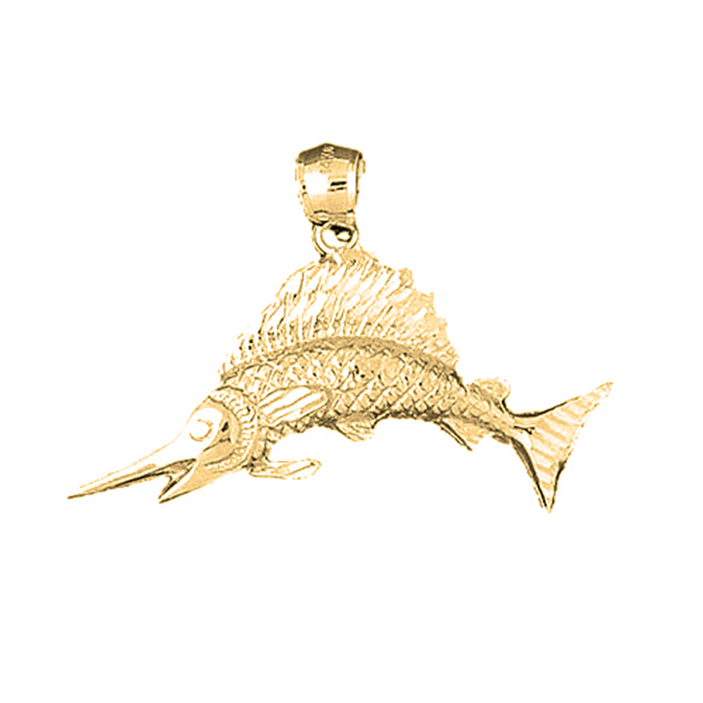 Yellow Gold-plated Silver Sailfish Pendant