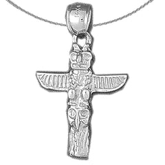 Sterling Silver Totem Pole Pendant (Rhodium or Yellow Gold-plated)