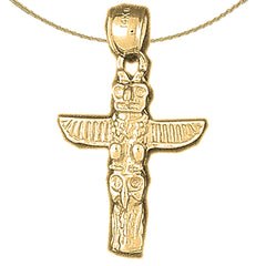 Sterling Silver Totem Pole Pendant (Rhodium or Yellow Gold-plated)