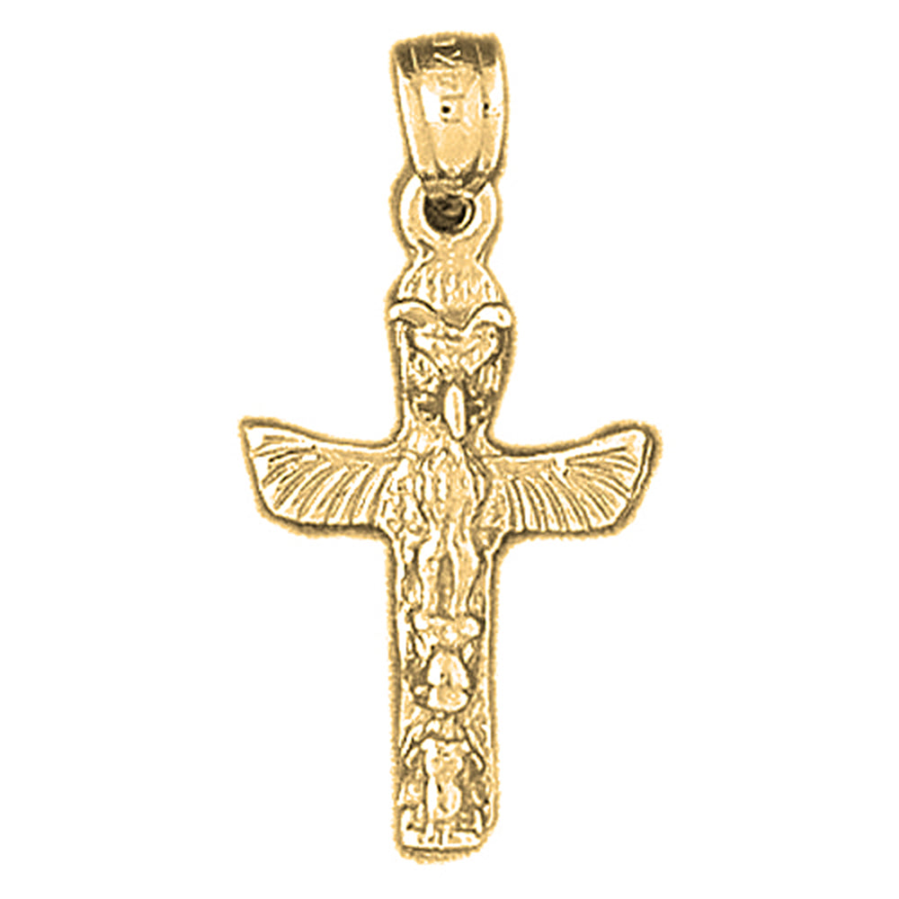 Yellow Gold-plated Silver Totem Pole Pendant