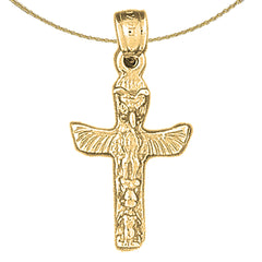 Sterling Silver Totem Pole Pendant (Rhodium or Yellow Gold-plated)