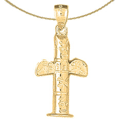 3D-Totem-Poe-Anhänger aus Sterlingsilber (rhodiniert oder gelbvergoldet)