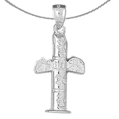 3D-Totem-Poe-Anhänger aus Sterlingsilber (rhodiniert oder gelbvergoldet)