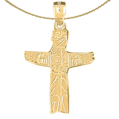 Sterling Silver Totem Pole Pendant (Rhodium or Yellow Gold-plated)