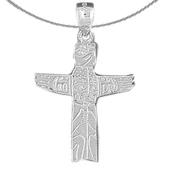Sterling Silver Totem Pole Pendant (Rhodium or Yellow Gold-plated)