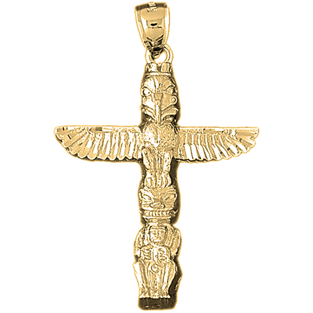 Yellow Gold-plated Silver Totem Pole Pendants