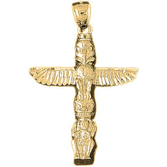 Yellow Gold-plated Silver Totem Pole Pendants
