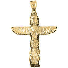 Yellow Gold-plated Silver Totem Pole Pendants