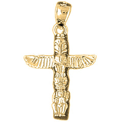 Yellow Gold-plated Silver Totem Pole Pendants