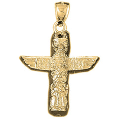 Yellow Gold-plated Silver Totem Pole Pendants