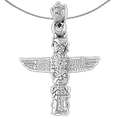 Sterling Silver Totem Pole Pendants (Rhodium or Yellow Gold-plated)