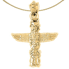 Sterling Silver Totem Pole Pendants (Rhodium or Yellow Gold-plated)