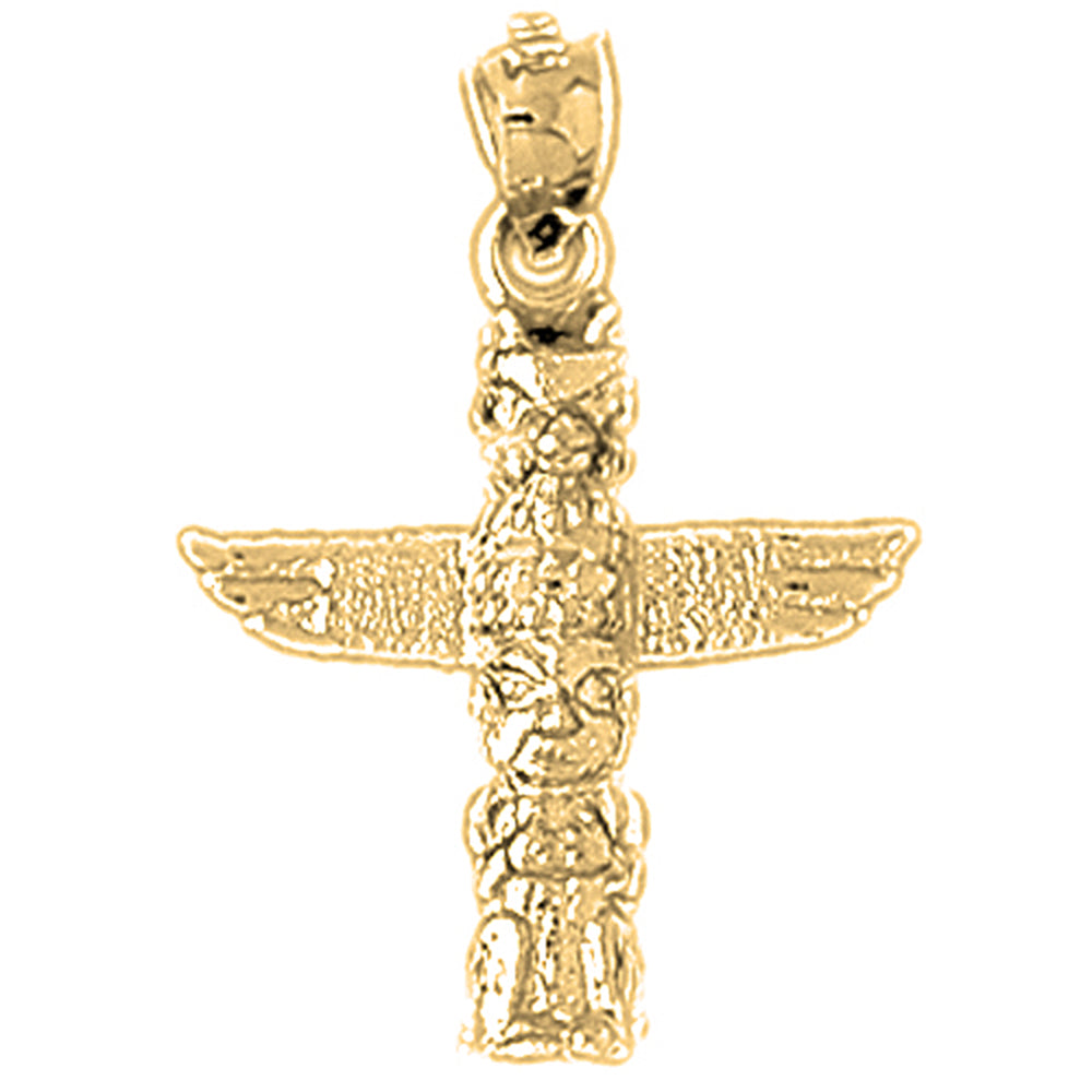 Yellow Gold-plated Silver Totem Pole Pendants