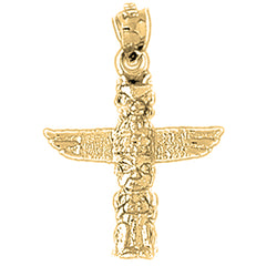 Yellow Gold-plated Silver Totem Pole Pendants