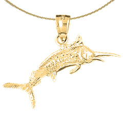 Sterling Silver Marlin Pendant (Rhodium or Yellow Gold-plated)
