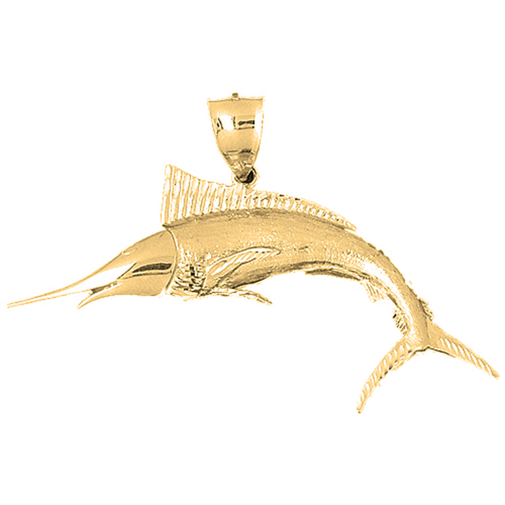 Yellow Gold-plated Silver Marlin Pendant