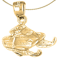Sterling Silver Snow Mobile Pendants (Rhodium or Yellow Gold-plated)