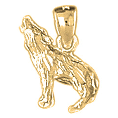 Yellow Gold-plated Silver Wolf Pendants