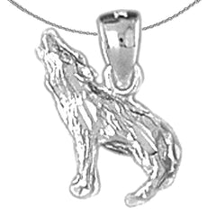 Sterling Silver Wolf Pendants (Rhodium or Yellow Gold-plated)