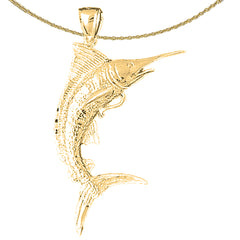 Sterling Silver Marlin Pendant (Rhodium or Yellow Gold-plated)