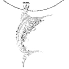 Sterling Silver Marlin Pendant (Rhodium or Yellow Gold-plated)