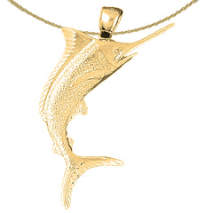 Sterling Silver Marlin Pendant (Rhodium or Yellow Gold-plated)