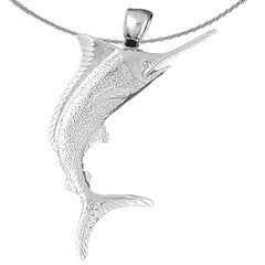 Sterling Silver Marlin Pendant (Rhodium or Yellow Gold-plated)