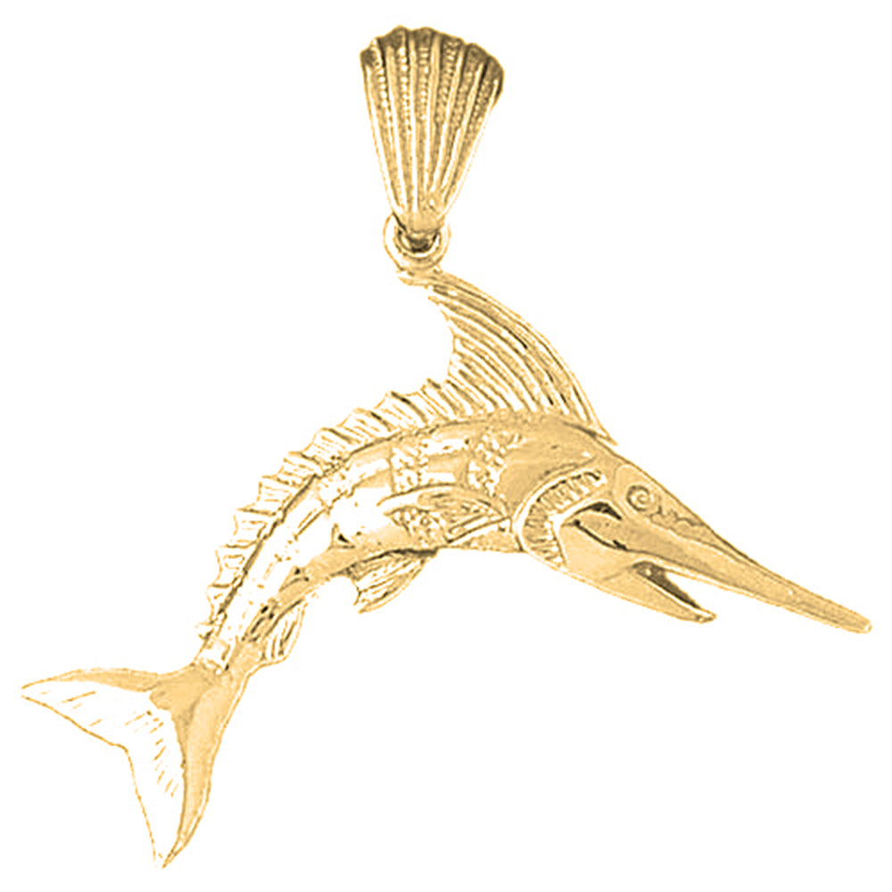 Yellow Gold-plated Silver Marlin Pendant