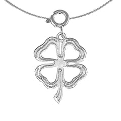 Sterling Silver Shamrock, Clover Pendant (Rhodium or Yellow Gold-plated)