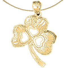 Sterling Silver Shamrock, Clover Pendant (Rhodium or Yellow Gold-plated)