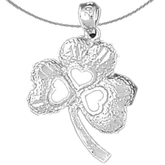 Sterling Silver Shamrock, Clover Pendant (Rhodium or Yellow Gold-plated)