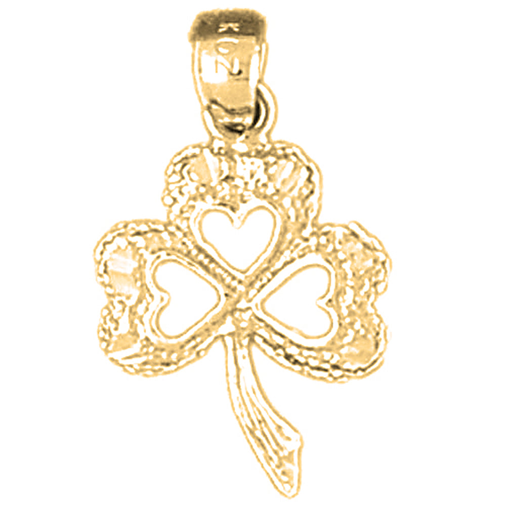 Yellow Gold-plated Silver Shamrock, Clover Pendant