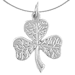 Sterling Silver Shamrock, Clover Pendant (Rhodium or Yellow Gold-plated)