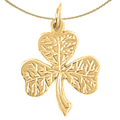 Sterling Silver Shamrock, Clover Pendant (Rhodium or Yellow Gold-plated)