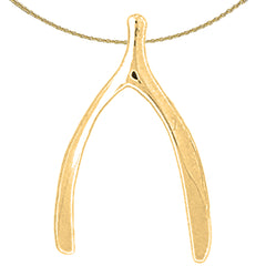 Sterling Silver Wish Bone Pendant (Rhodium or Yellow Gold-plated)