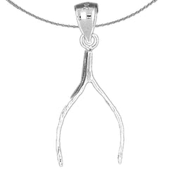 Sterling Silver Wish Bone Pendant (Rhodium or Yellow Gold-plated)